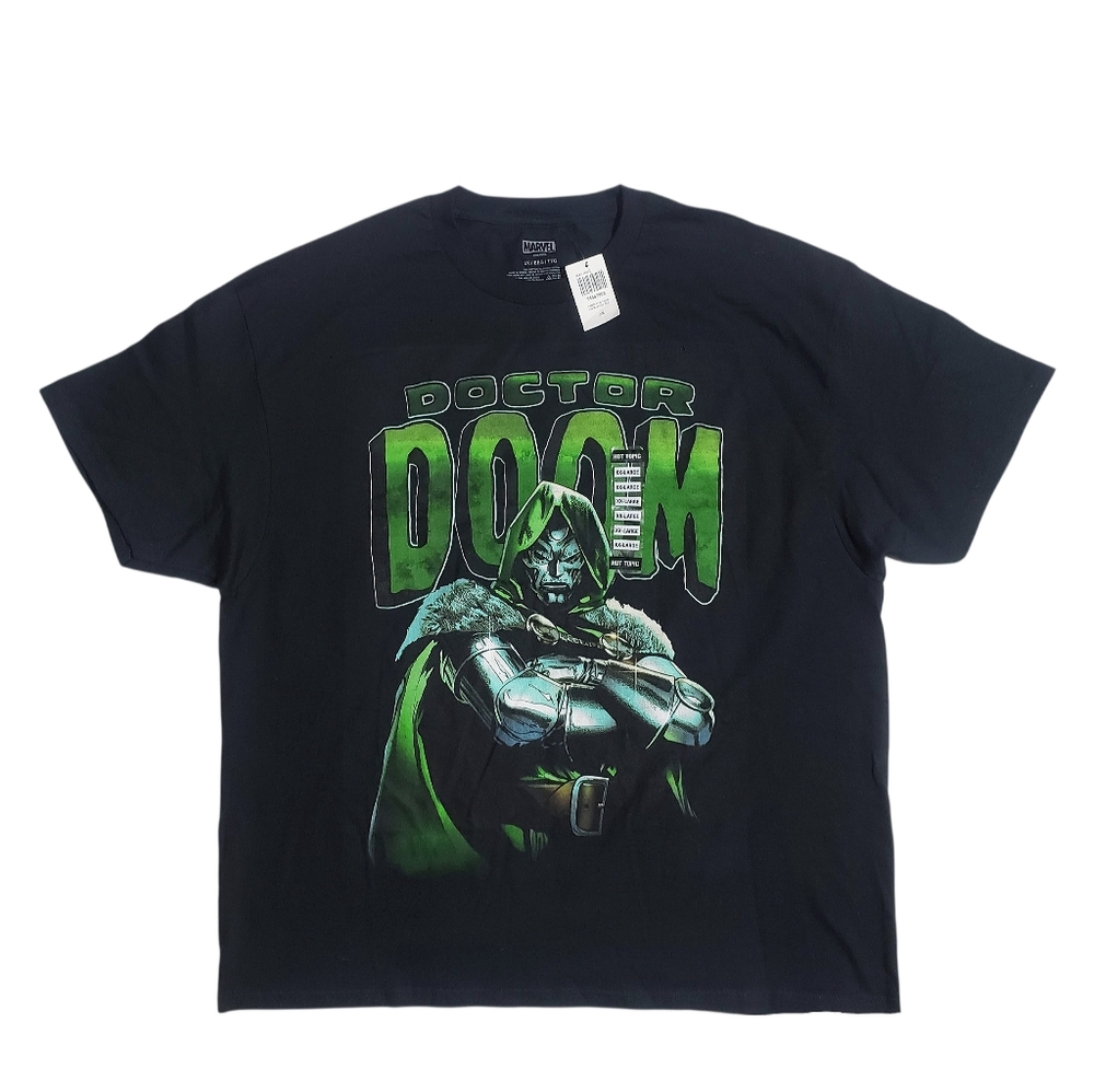 Marvel Fantastic Four Doctor Doom Bold Pose Mens Tshirt Size 2X Black Green NWT